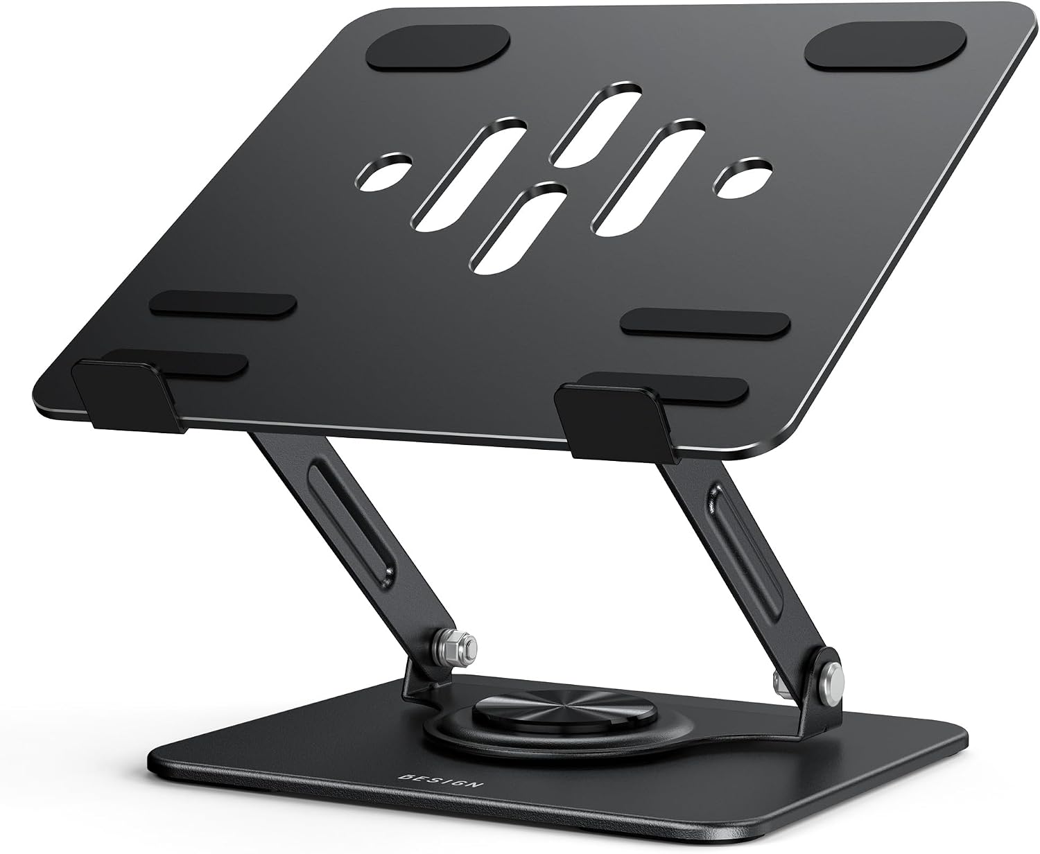 BESIGN Laptop Stand with 360° Rotating Base, Ergonomic Adjustable Notebook Riser for Desk, Foldable Computer Holder Compatible with 10-14" Laptops, LS11 Black