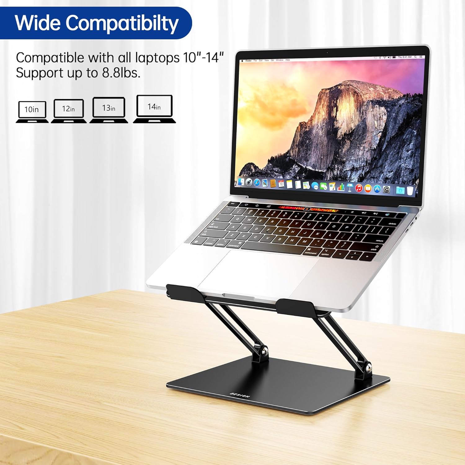 Besign LS10 Laptop Stand for Desk, Ergonomic Adjustable Notebook Tablet Stand, Riser Holder Computer Stand Compatible with Air, Pro, Dell, HP, Lenovo More 10-14" Laptops, Lapdesks