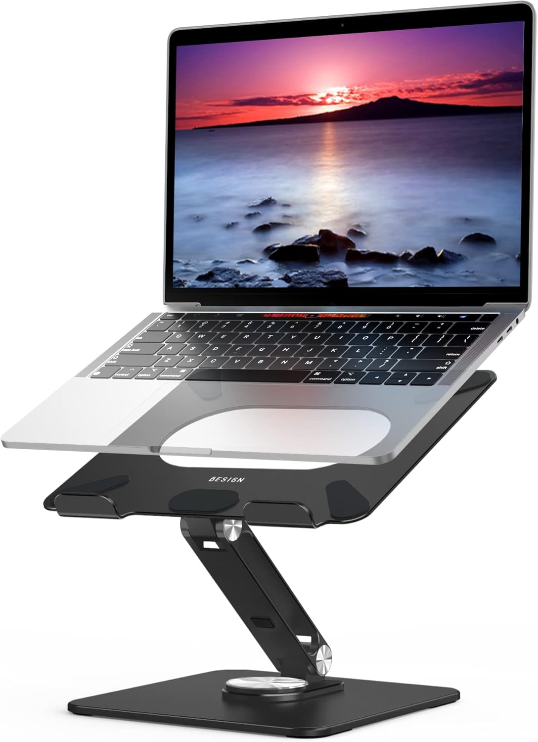 BESIGN LSX7 Laptop Stand with 360° Rotating Base, Ergonomic Adjustable Notebook Stand, Riser Holder Computer Stand Compatible with Air, Pro, Dell, HP, Lenovo More 10-15.6" Laptops,
