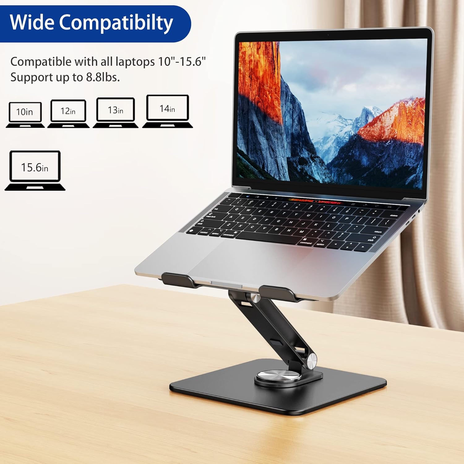 BESIGN LSX7 Laptop Stand with 360° Rotating Base, Ergonomic Adjustable Notebook Stand, Riser Holder Computer Stand Compatible with Air, Pro, Dell, HP, Lenovo More 10-15.6" Laptops,