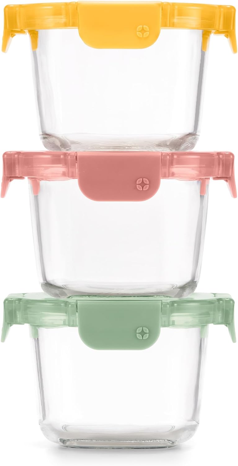 Ello Color Lock 2 Cup 6PC, 3 Pack Glass Meal Prep Sets Leak-Proof Glass Food Storage Containers with Airtight BPA-Free Plastic Lids, Dishwasher, Microwave, and Freezer Safe, Desert