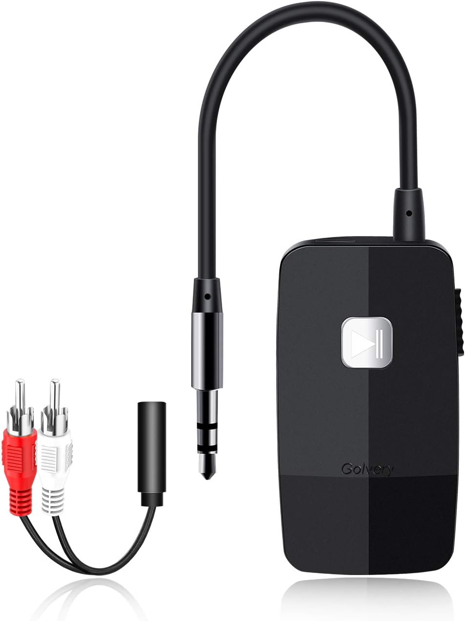 Golvery Upgraded Bluetooth 5.4 Receiver for Speaker, Wireless Audio Adapter for Home Audio Car Stereo with 3.5mm RCA Jack, 20 Hours Playtime, Dual Connection to 2 Phones, Easy Cont