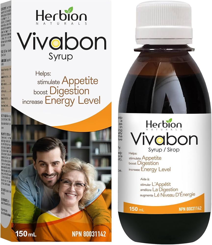 Herbion Naturals Vivabon Digestive & Nutritive Tonic, Boost Digestion, Increase Energy Level, Enhances Memory, Relieve Debility, Stimulate Appetite for Adults, Lychee Flavour, syrup 150 mL