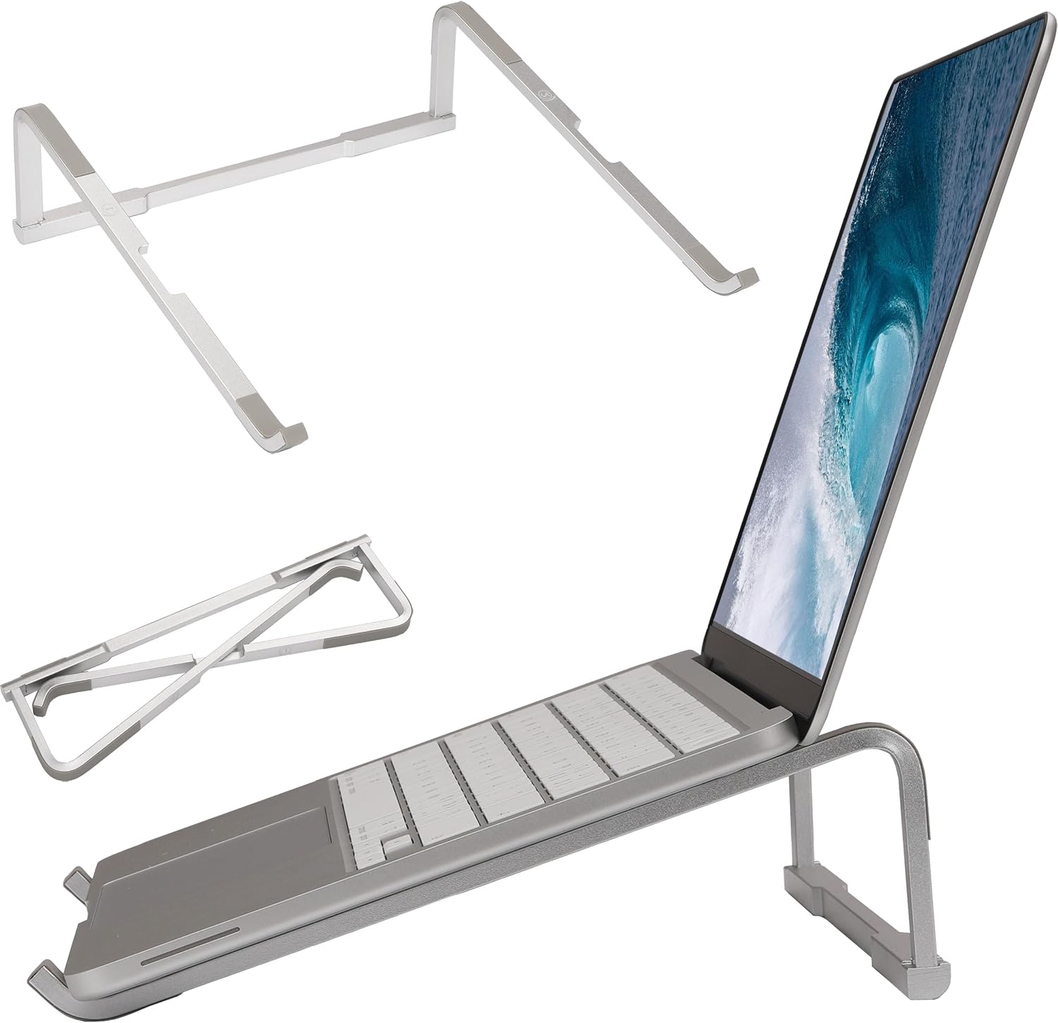 Aluminum Laptop Stand for Desk, Ergonomic Portable Computer Riser, Ventilated Cooling Laptop Lift Compatible with MacBook Air Pro, Dell, HP, Chromebook 11-16 Inch Notebook, Work fr