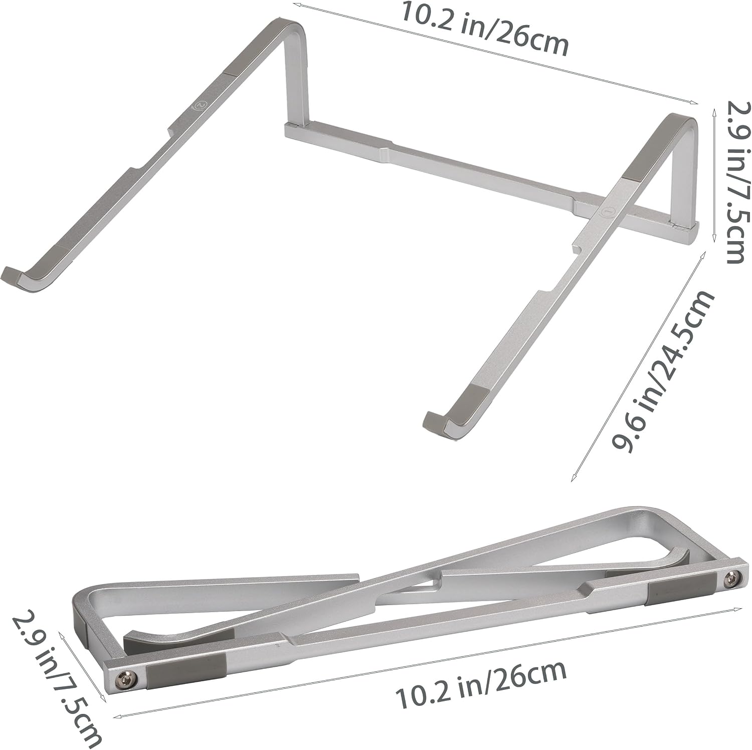 Aluminum Laptop Stand for Desk, Ergonomic Portable Computer Riser, Ventilated Cooling Laptop Lift Compatible with MacBook Air Pro, Dell, HP, Chromebook 11-16 Inch Notebook, Work fr