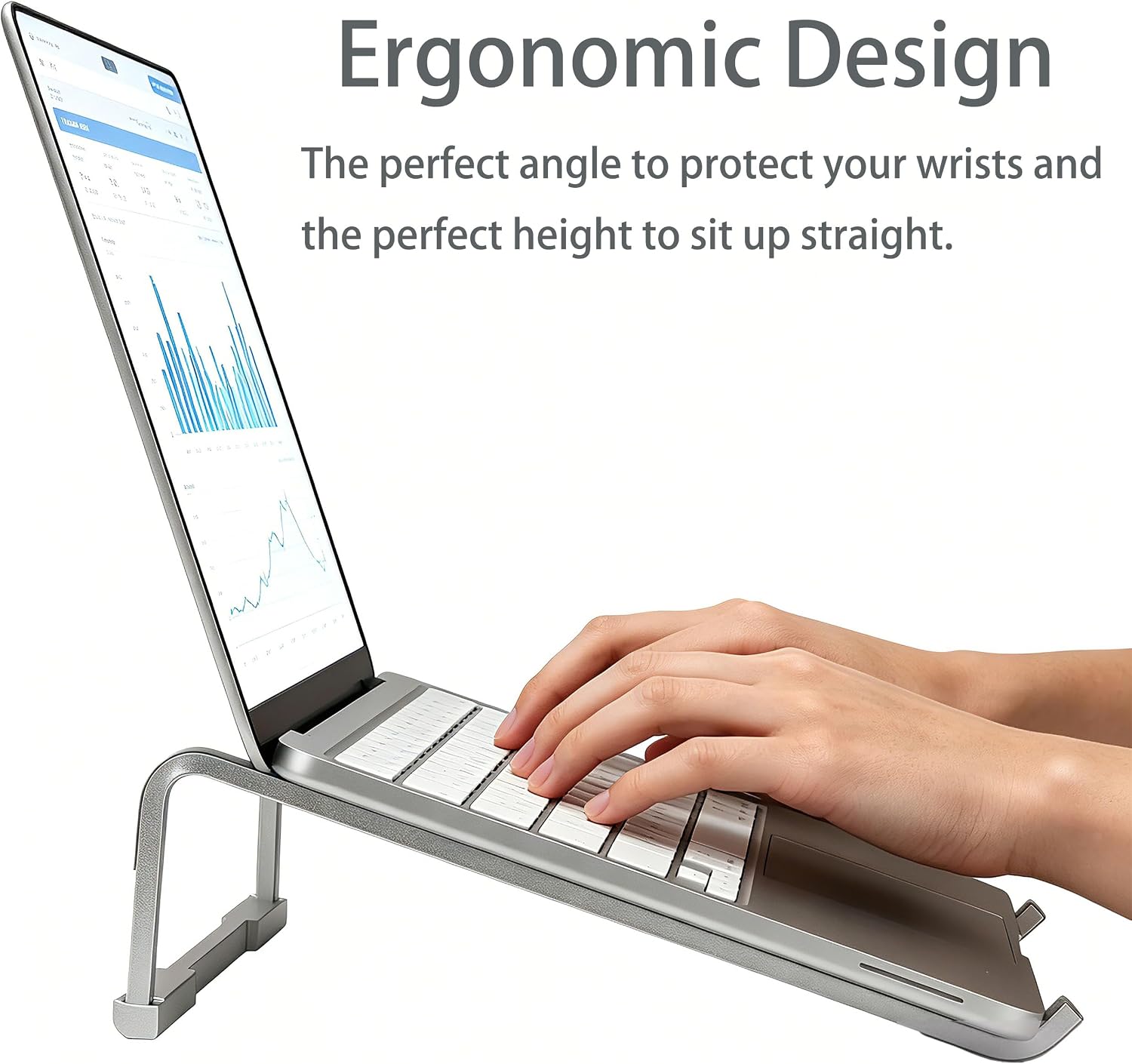 Aluminum Laptop Stand for Desk, Ergonomic Portable Computer Riser, Ventilated Cooling Laptop Lift Compatible with MacBook Air Pro, Dell, HP, Chromebook 11-16 Inch Notebook, Work fr