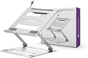 Steel Laptop Holder with USB Ports - Ergonomic, Adjustable and Foldable