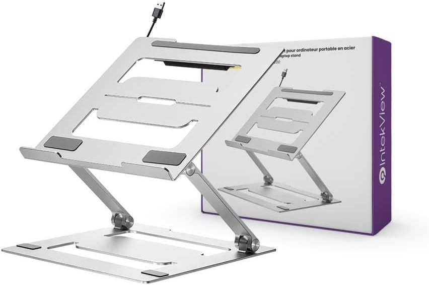 Steel Laptop Holder with USB Ports - Ergonomic, Adjustable and Foldable
