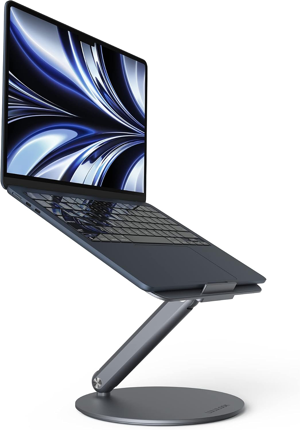 LULULOOK Laptop Stand, Foldable Laptop Stand with 360 Rotating Base, 360° Swivel Adjustable Aluminum Ergonomic Computer Stand for Desk Compatible with MacBook Pro/Air, Dell, Laptop