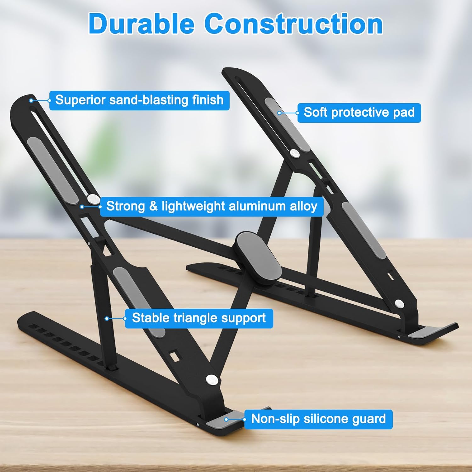 Laptop Stand for Desk, Ergonomic Computer Stand Laptop Holder 10 Angle Adjustable, Portable Laptop Stand Laptop Riser Compatible with All Laptops Efficient Cooling