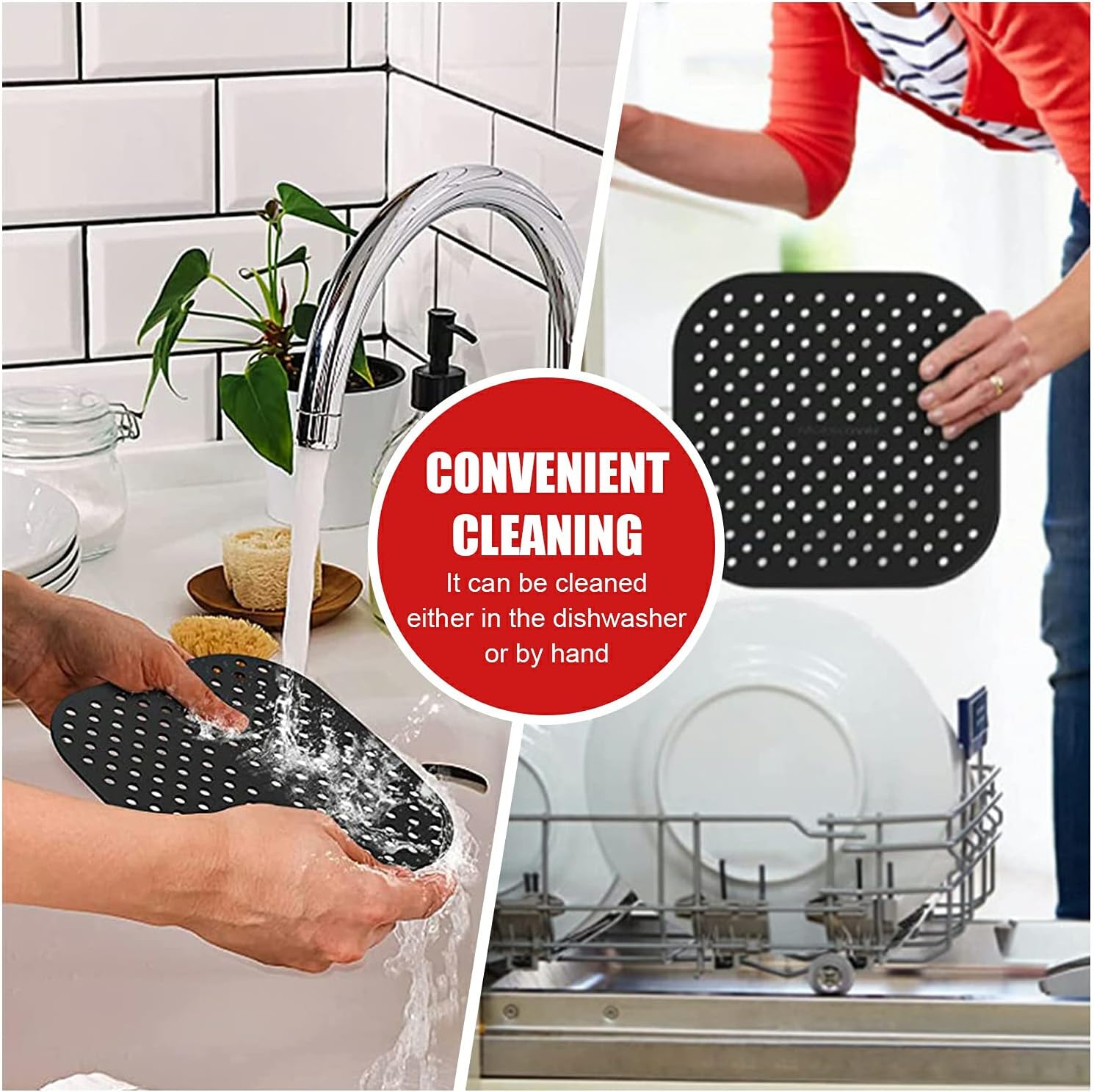 Silicone Air Fryer Liners, 2PCS Original Reusable Square Air Fryer Liners, Non-Stick Silicone Air Fryer Mats, Non-Stick Silicone Mats, Air Fryer Accessories for Most Air Fryers, 8.