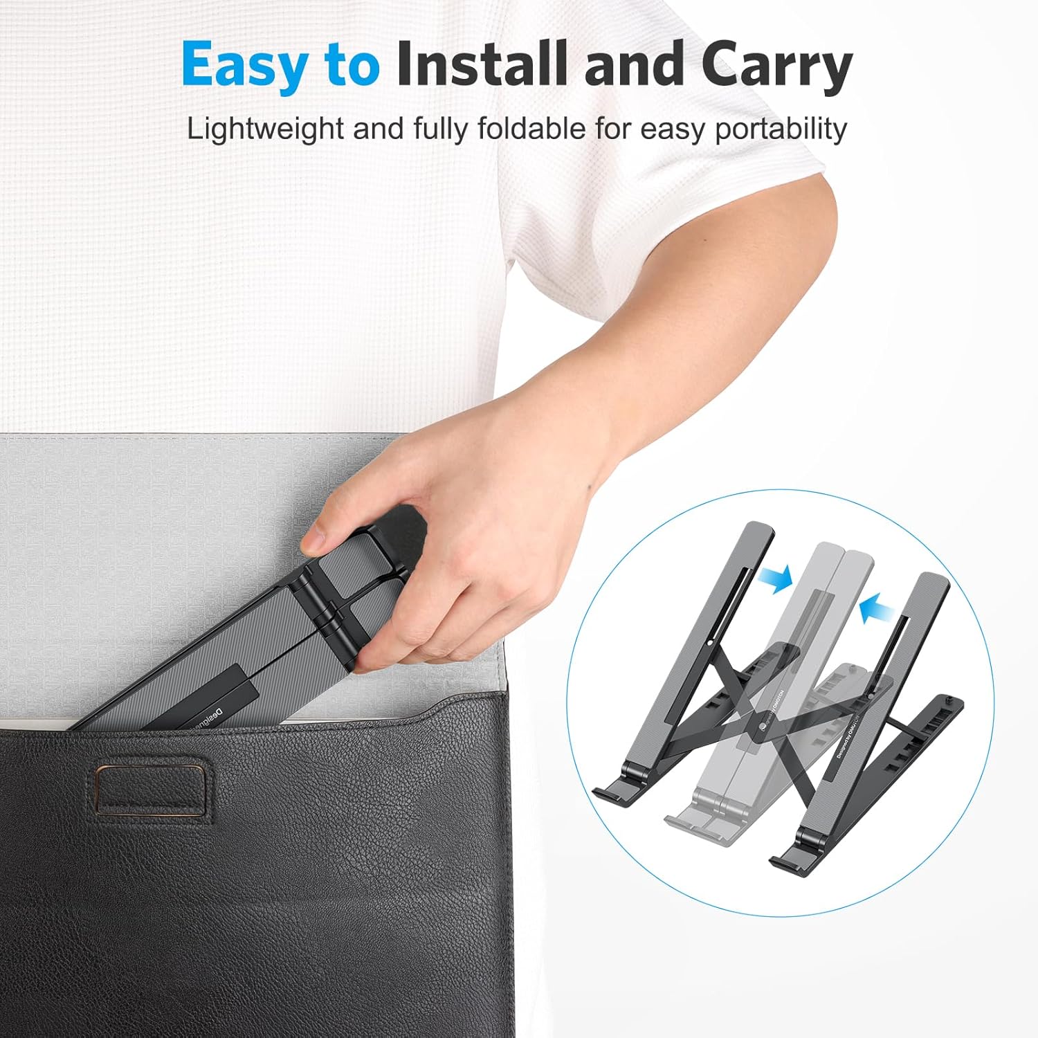Laptop Stand, OMOTON Laptop Stand for Desk Ergonomic 7-Levels Angles Adjustable Computer Stand, Portable ABS Laptop Riser Holder Compatible with All Laptops and iPad(10-15.6") (Bla