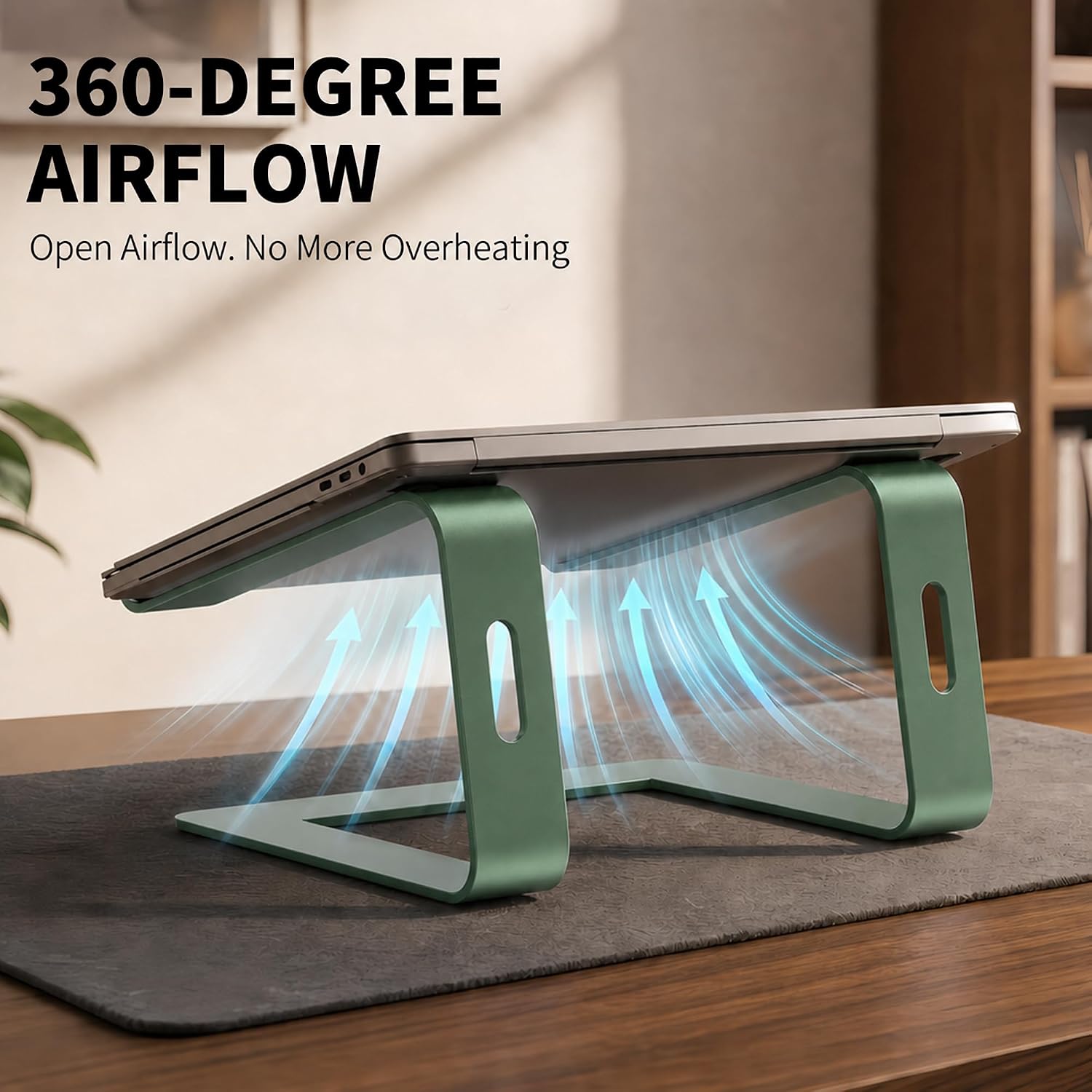 Orionstar Laptop Stand Aluminum Laptop Riser Compatible with Mac MacBook Air Pro 10 to 15.6 Inch Notebook Computer, Ergonomic Elevator Holder (Green)