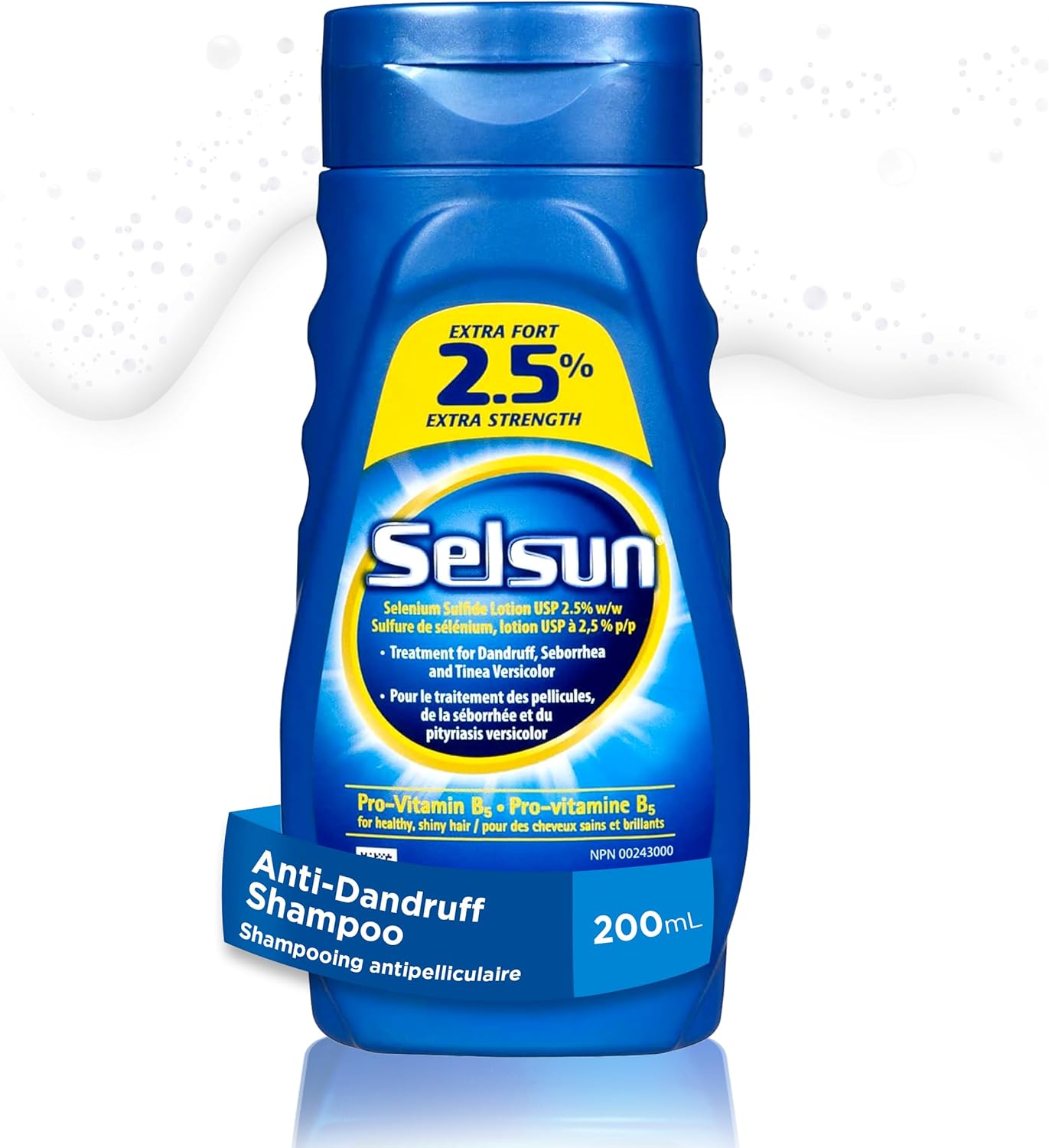 Selsun Blue Anti-Dandruff Shampoo, 200mL, Dandruff Treatment with 2.5% Extra Strength Selenium Sulfide and Pro-Vitamin B5
