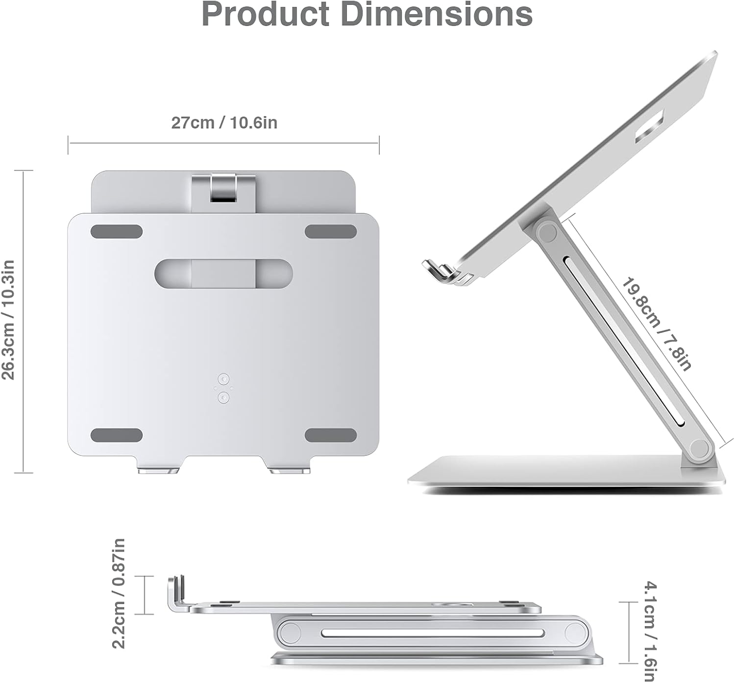 SHOPPINGALL Adjustable and Foldable Laptop Stand, Ergonomic and Portable Aluminum Laptop and Tablets Riser for Desk, Fits All Laptops and Notebooks and Tables up to 17 Inch - SA-LS